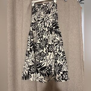 GAP Strapless Black and White Floral Linen Dress